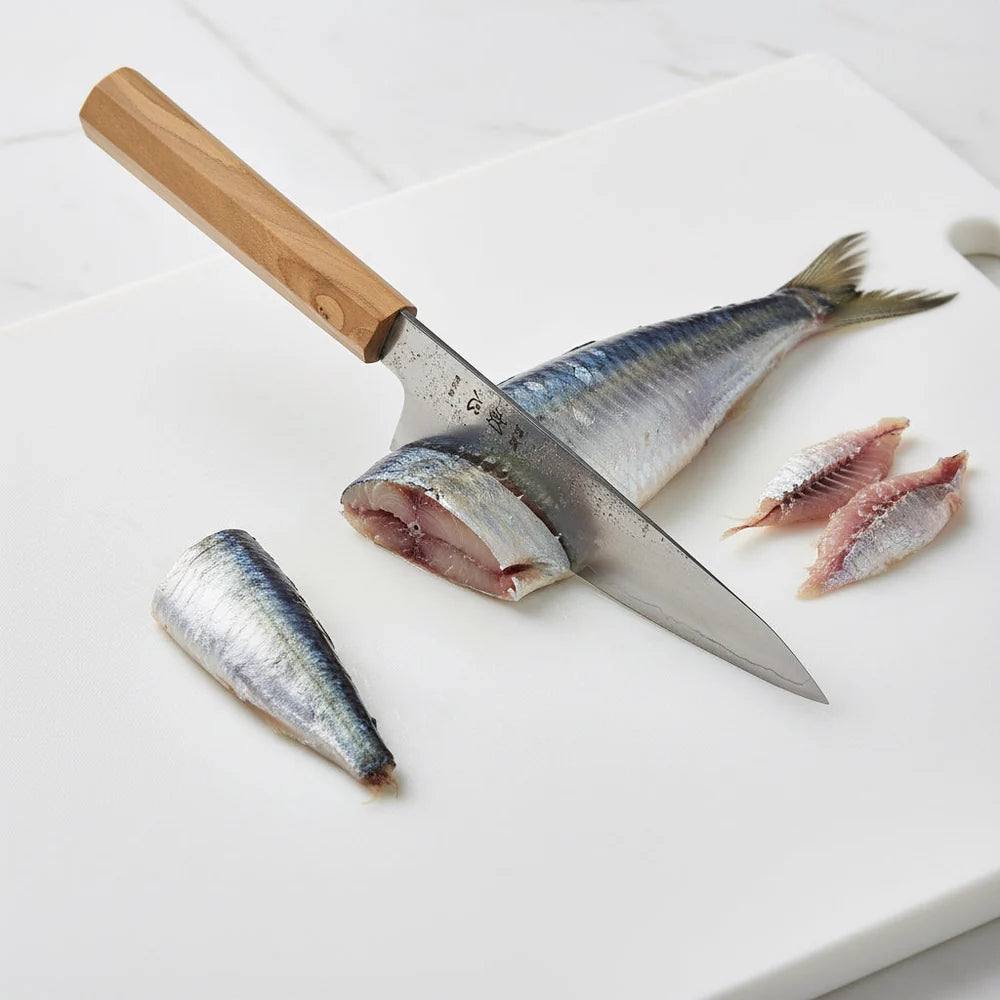 Hatsukokoro Ginrei Silver #3 Nashiji Kudamono 150mm - Olive Wood Handle
