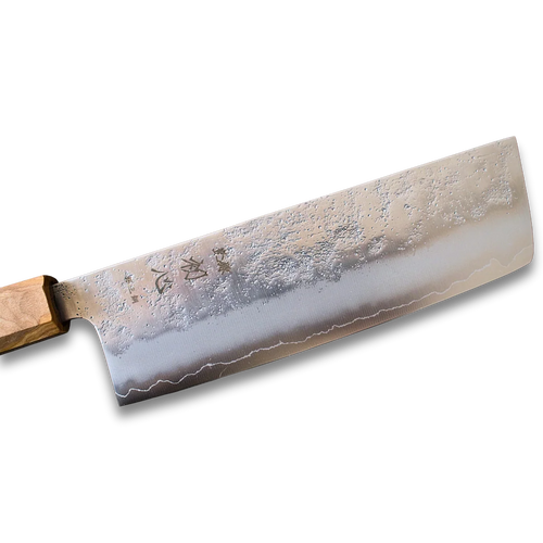 Hatsukokoro Ginrei Silver #3 3 - Layer Nashiji Nakiri 170mm - Olive Wood Handle